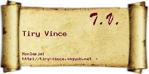 Tiry Vince névjegykártya